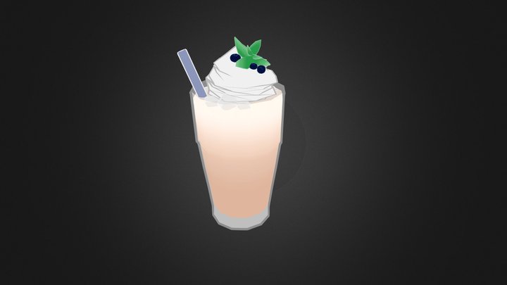 Iced Coffee [Low Poly, Toony style] 3D Model