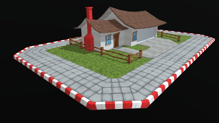 Stylized House Scene 3D Model