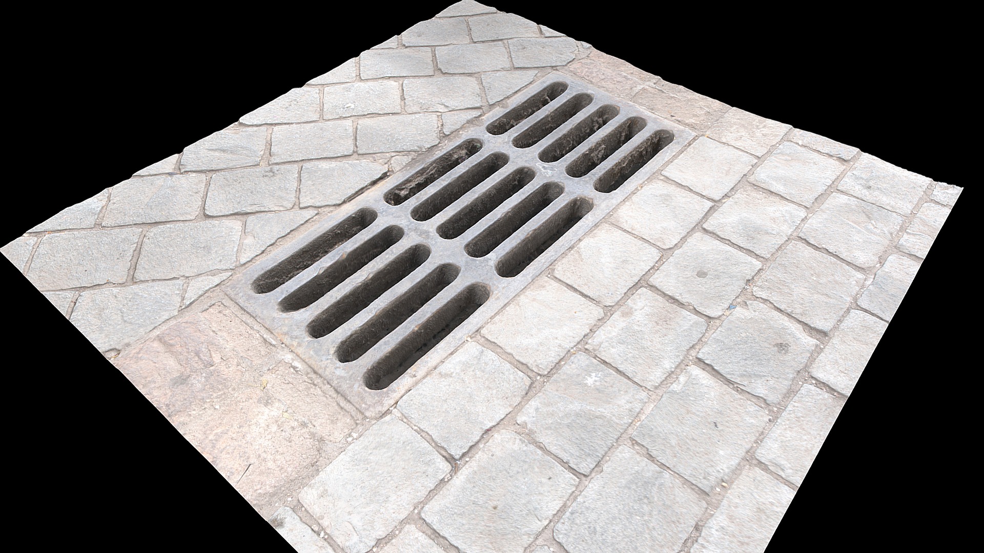 3D model 2018-01 – Santiago – Ground 6 (Drain) - This is a 3D model of the 2018-01 - Santiago - Ground 6 (Drain). The 3D model is about a stone walkway with a pattern.