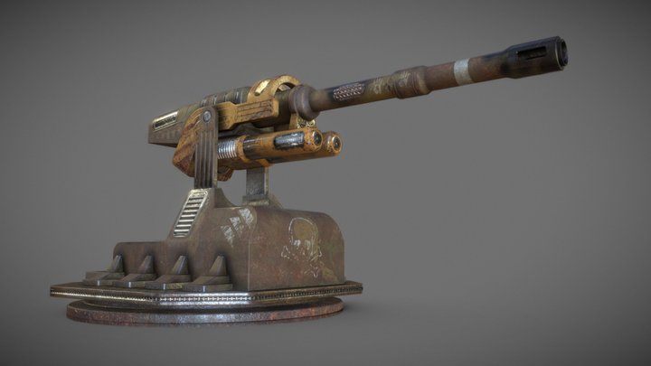Game Art: High Caliber Artillery Gun 3D Model