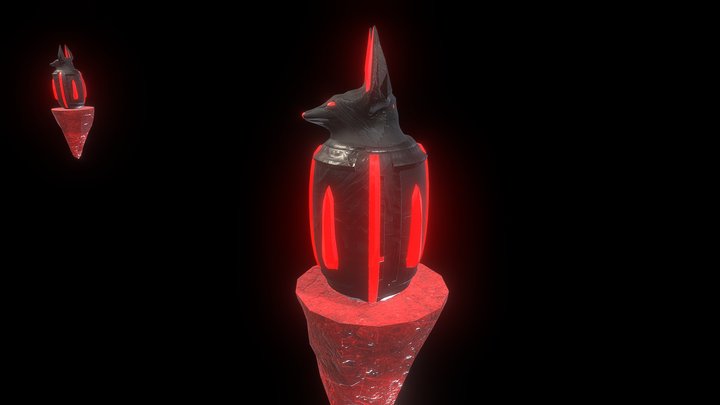 Sci-fi Egyptian Canopic jar with Neon lights 3D Model