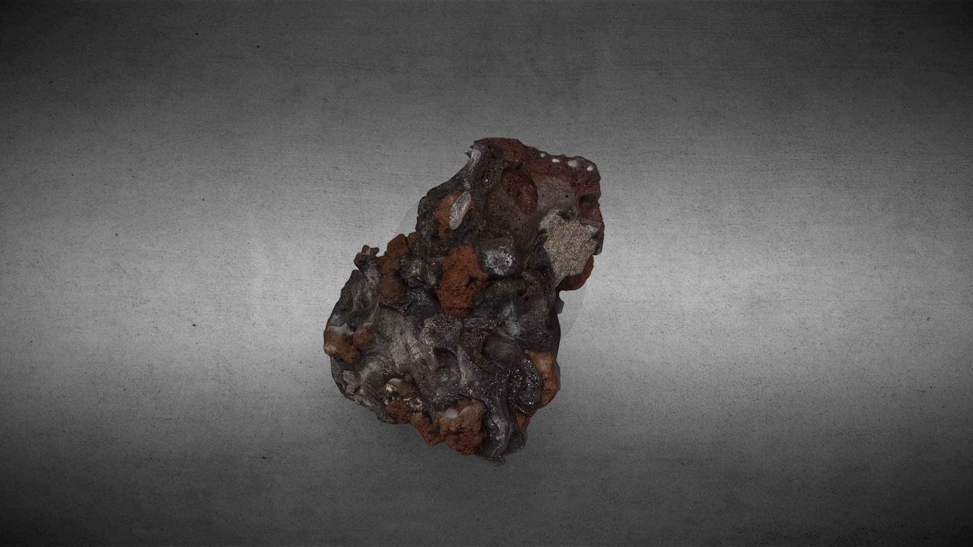 Scoria clasts and a xenolith trapped in basalt