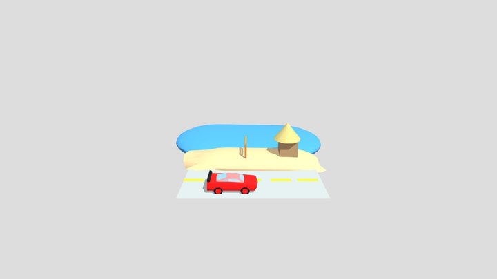 car at the beach 3D Model