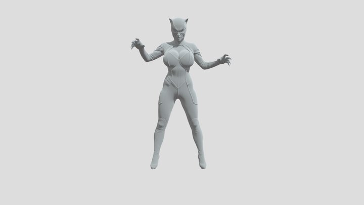 Catwoman in Leather Suit 3D Model