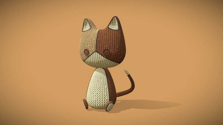 Stylized - Yarn Cat Plush 3D Model