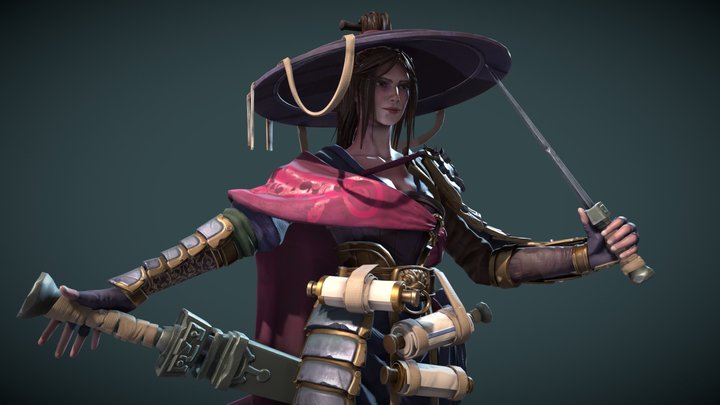 Swordswoman Headhunter || Game Ready Character 3D Model