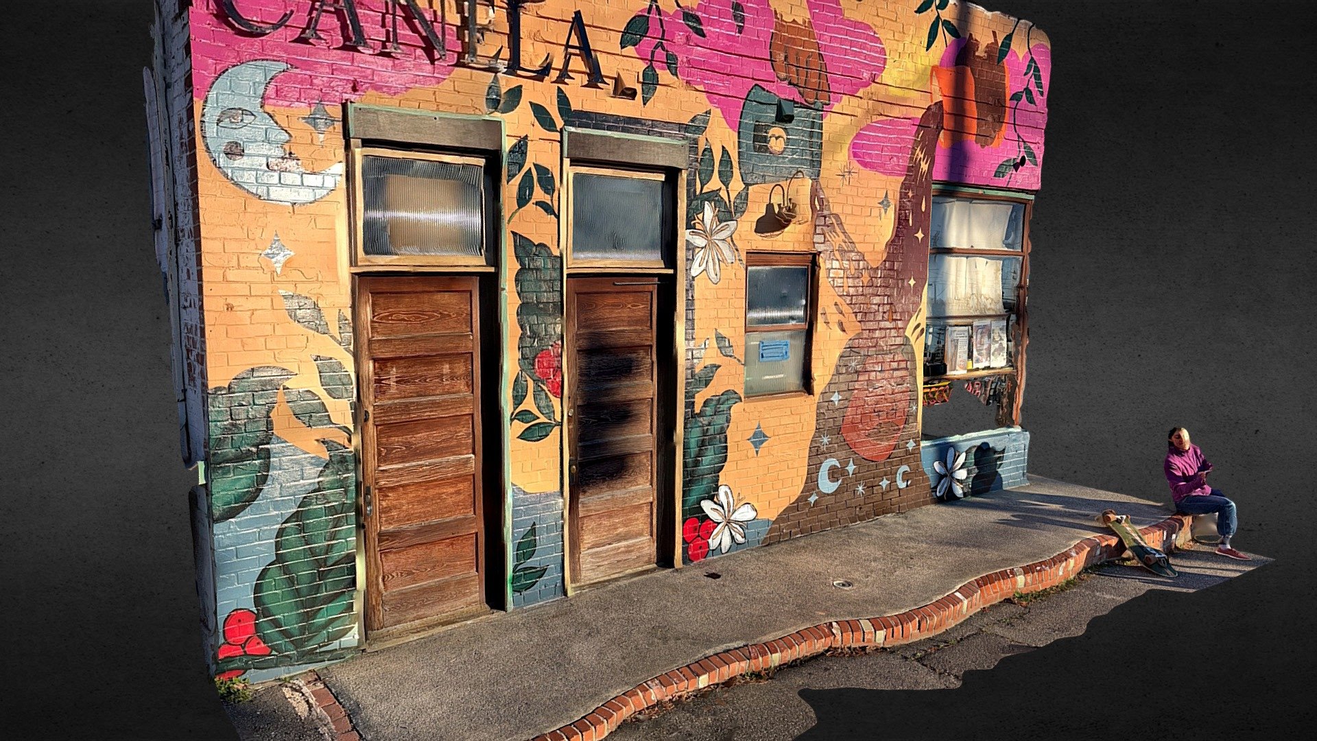 Mural at Cocoa Cinnamon, Geer St. 3D model by Peter Katz (peterkatz