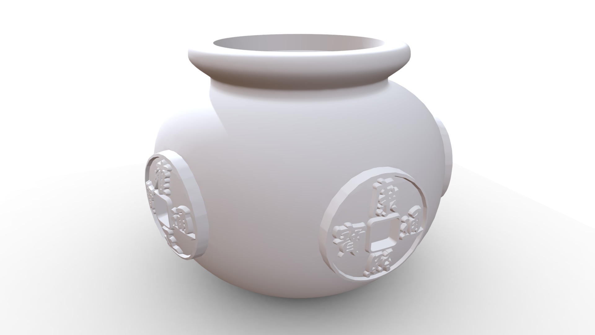 3D model 迷你五帝甕 - This is a 3D model of the 迷你五帝甕. The 3D model is about a white and grey vase.