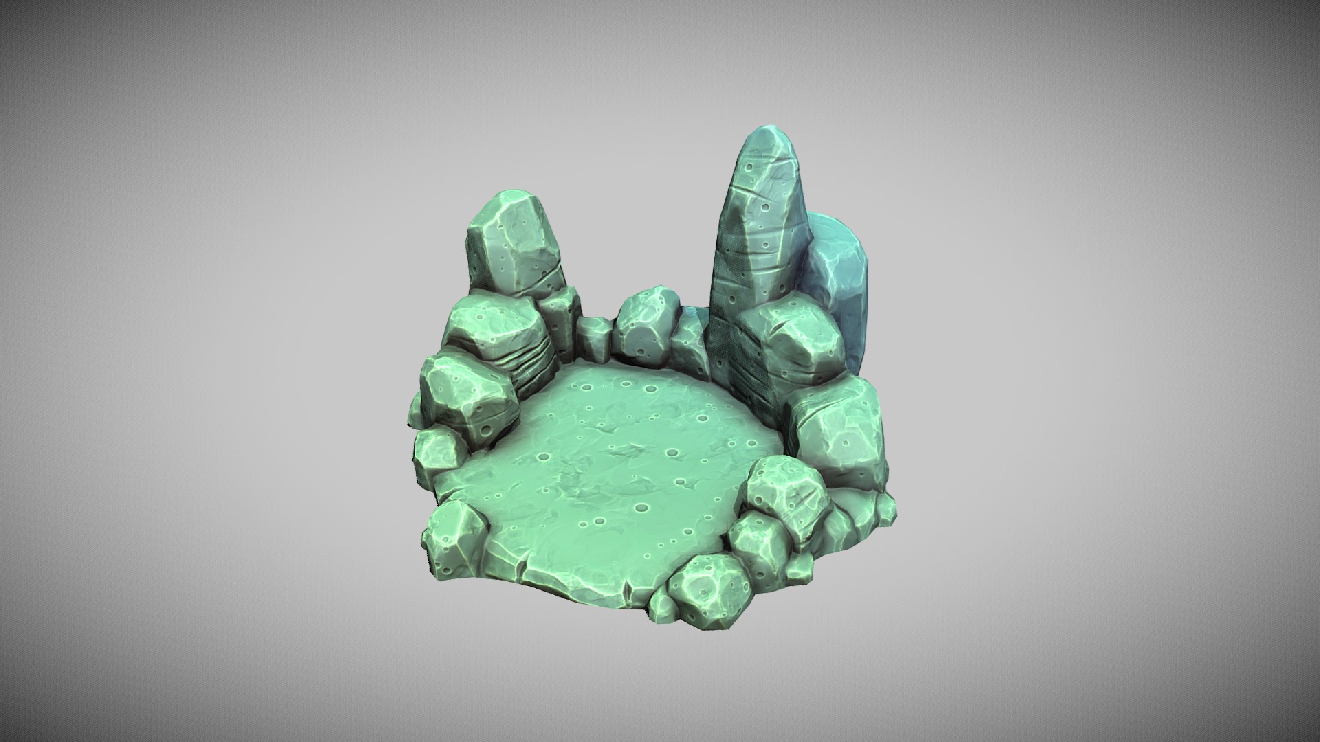 3D model Rock Base - This is a 3D model of the Rock Base. The 3D model is about a green and blue toy.