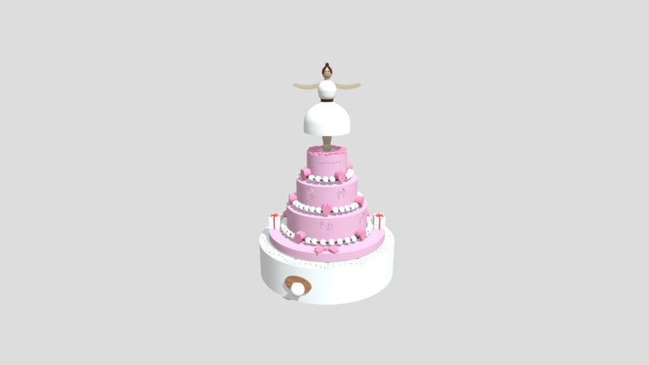 Wooden musical box ballerina toy 3D Model