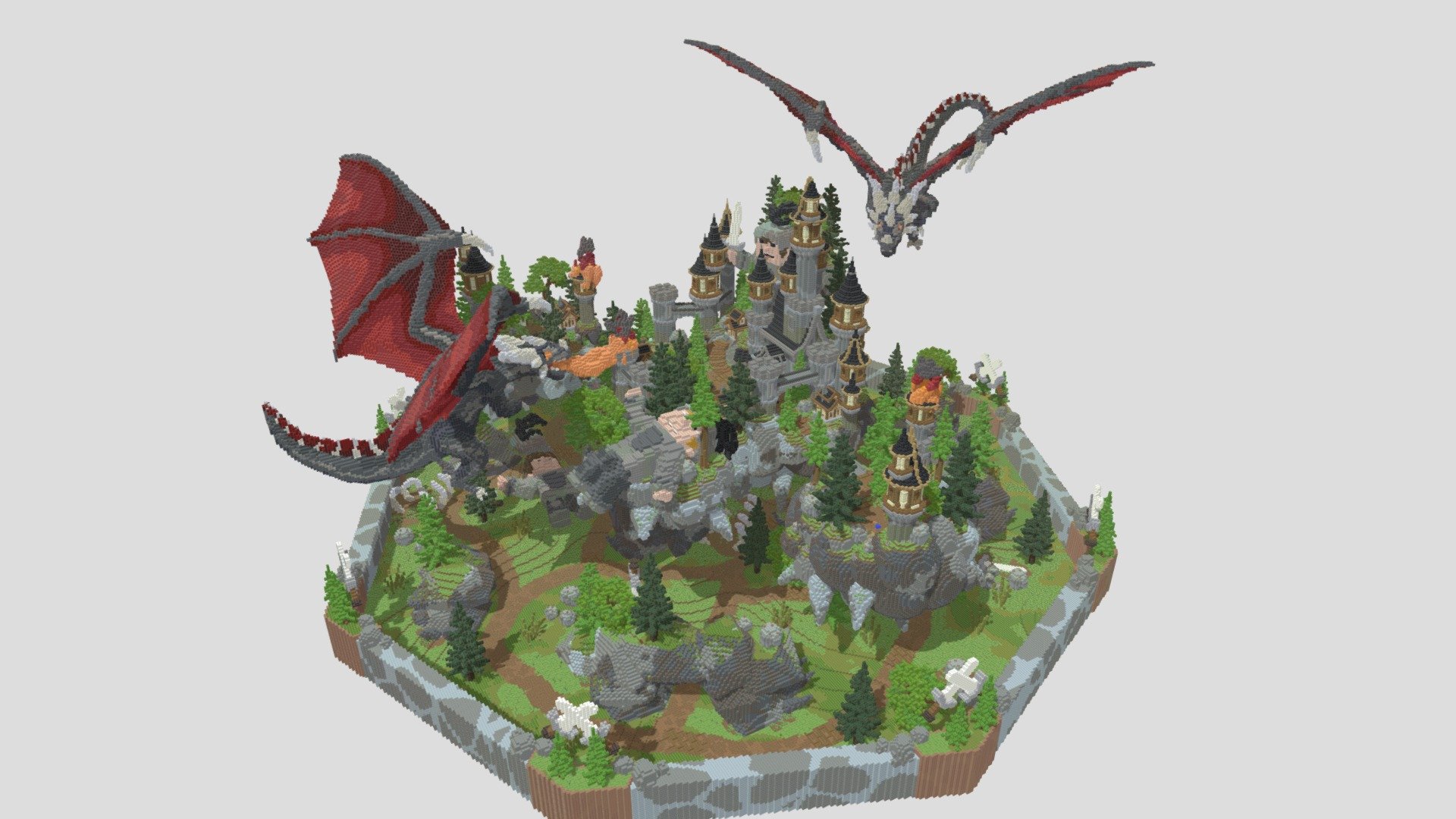 Dragon SkyBlock Spawn + Warzone 400x400 3D model by Keystone Builds