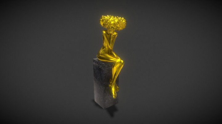 Thinker Golden Girl Decoration Model 3D Model