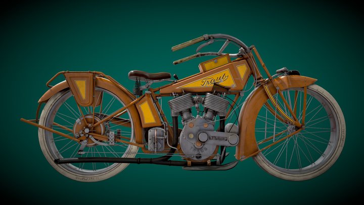 Vintage Traub Motorcycle 3D Model