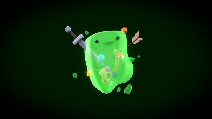 🟩 WOUBBLE! DnD Slime Character 🎲🏹 3D Model