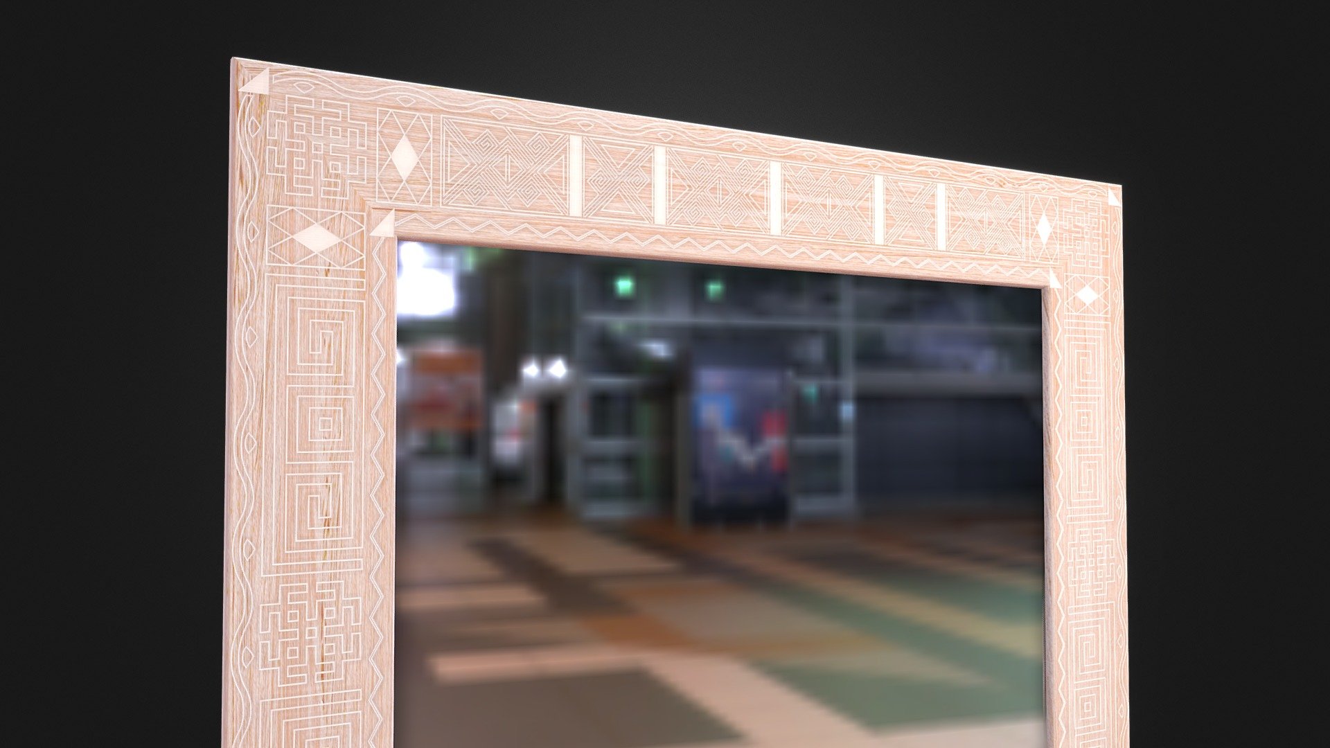 Wooden Ethnic Square Wall Mirror