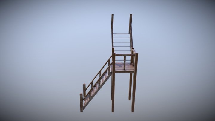 Stair for Game - Low poly ( helbreath shop ) 3D Model