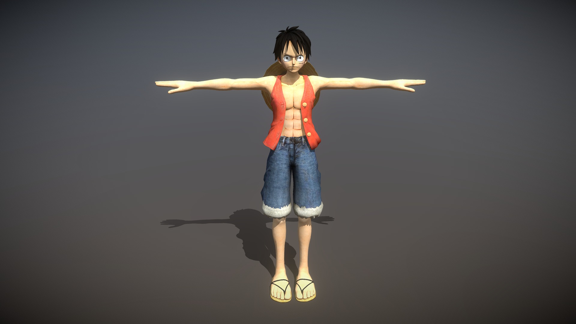 3D model one-piece_Monkey D. Luffy - This is a 3D model of the one-piece_Monkey D. Luffy. The 3D model is about a woman in a garment.