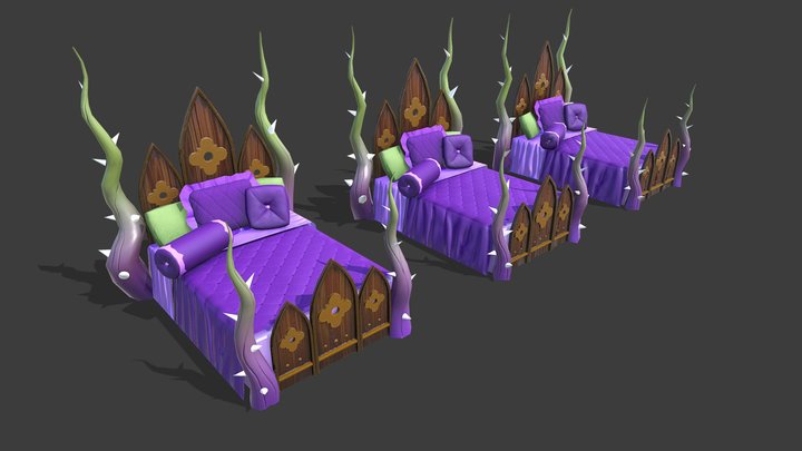 queens_bed_LOD_0_1_2 3D Model