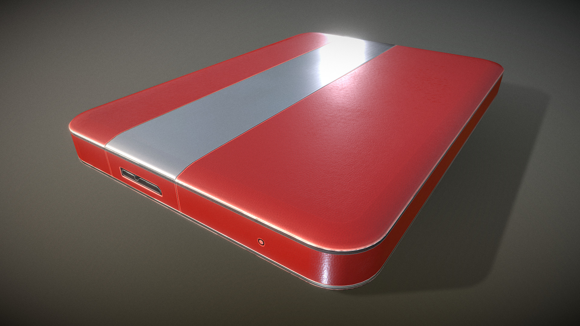3D model External Hard Drive Red Leathe Version - This is a 3D model of the External Hard Drive Red Leathe Version. The 3D model is about a red and white cell phone.