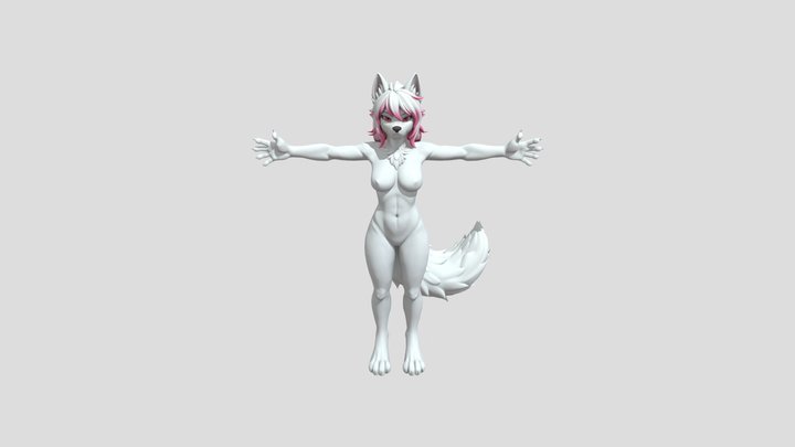 Furry Wolf Girl 3D Model