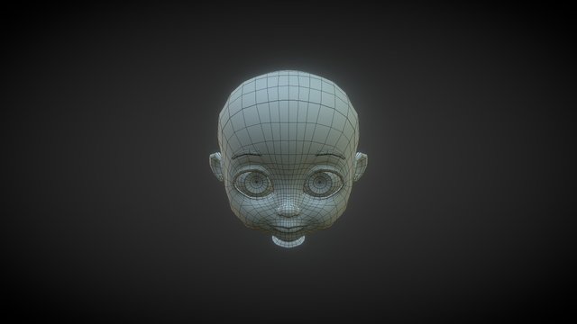 Lucy Head WIP Wireframe 3D Model