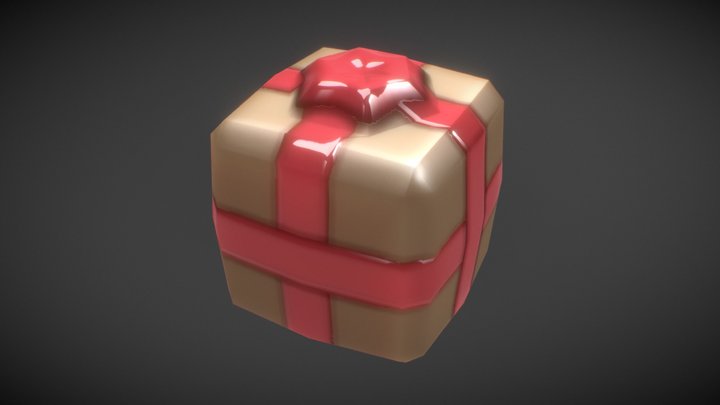 Present box with ribbon 3D Model
