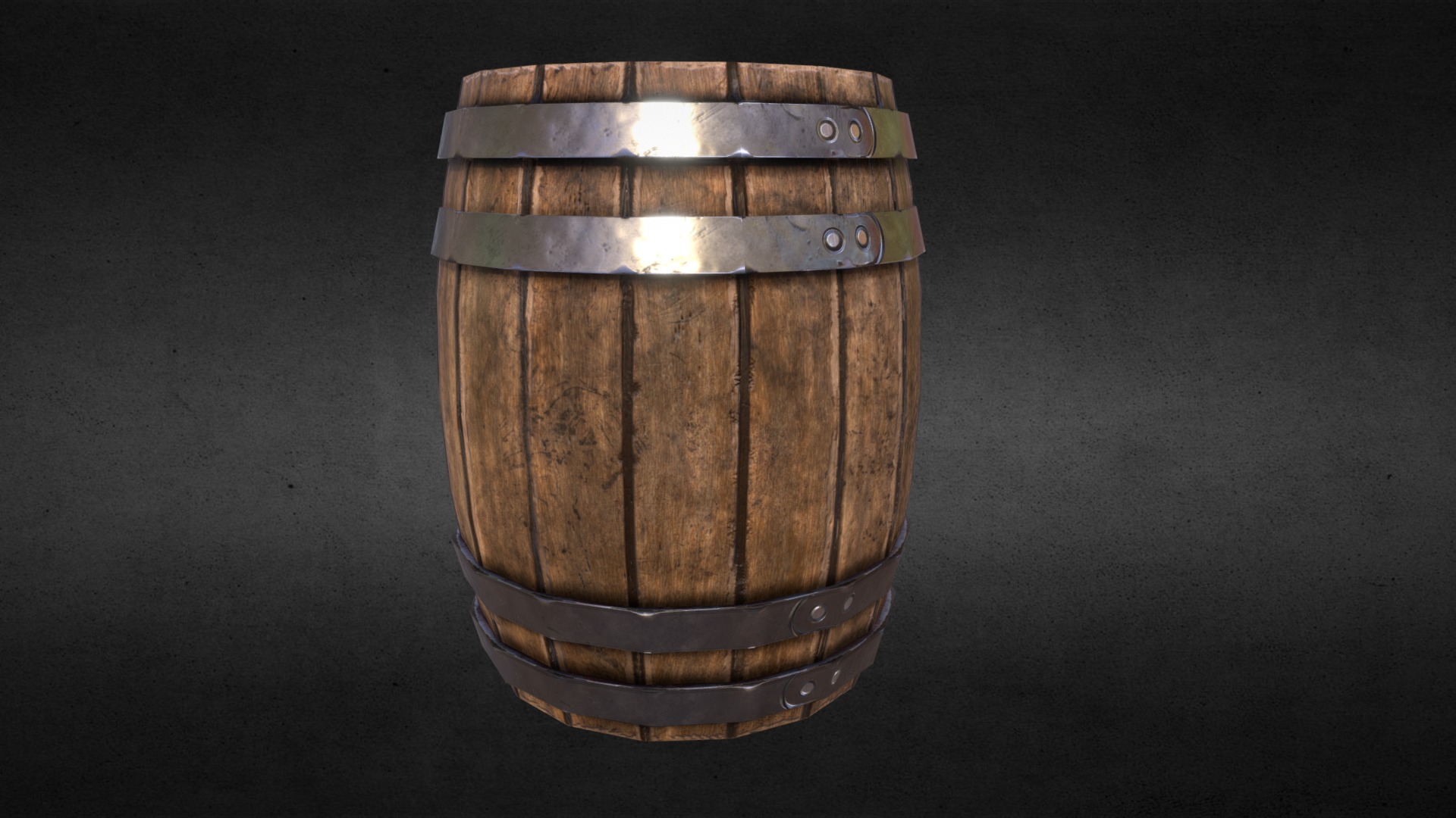 3D model Barrel - This is a 3D model of the Barrel. The 3D model is about a wooden barrel with a metal top.