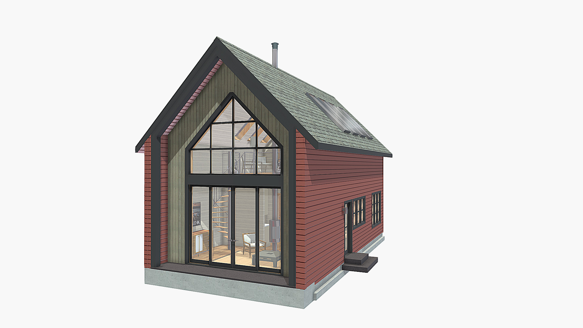 3D model The Lockwood – Full house model - This is a 3D model of the The Lockwood - Full house model. The 3D model is about a small red house.
