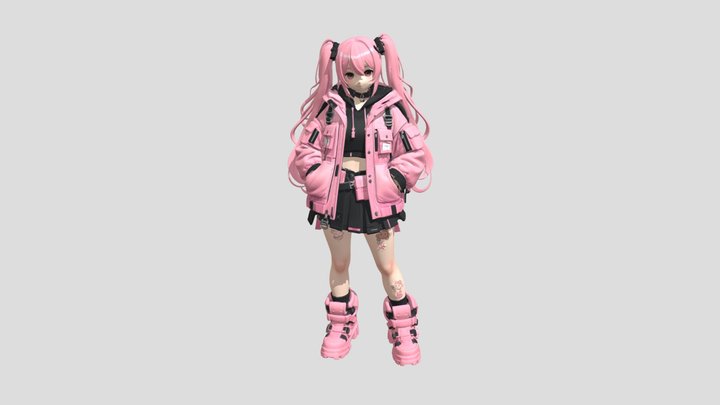 Kawaii Cyberpunk Girl 3D Model