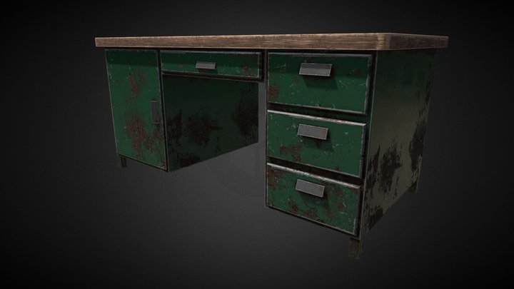 Metal Desk 3D Model