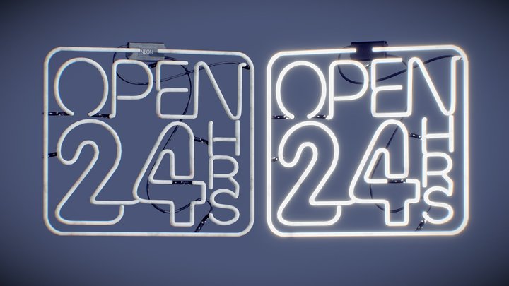 Game Ready Japanese Sign Neon 24H 3D Model
