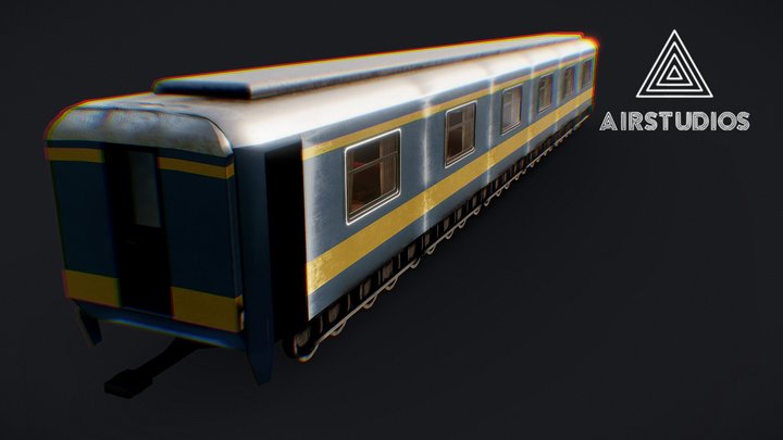 Train Railroad Car With Interior 3D Model