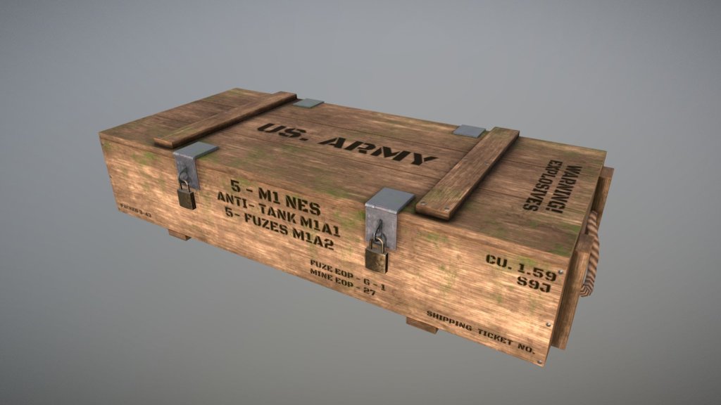 3D model WWII Set of Ammo Boxes VR / AR / low-poly