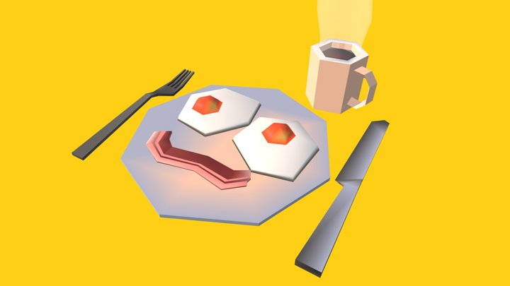Egg's and a Bacon and a hot Cup of Joe 3D Model