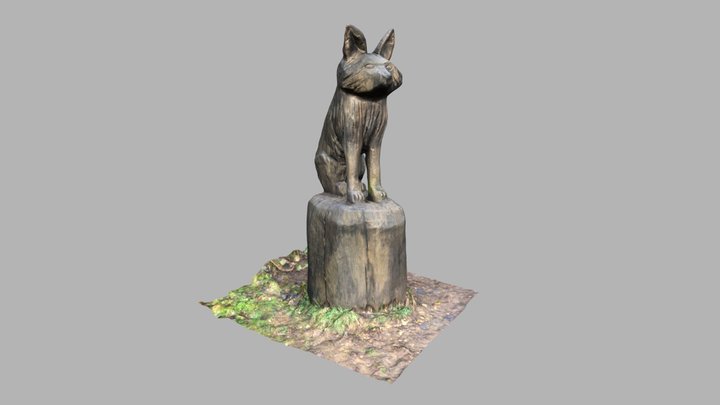 Photogrammetry Wooden Fox Statue 3D Model