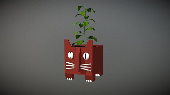 Plant pot Cat 3D Model