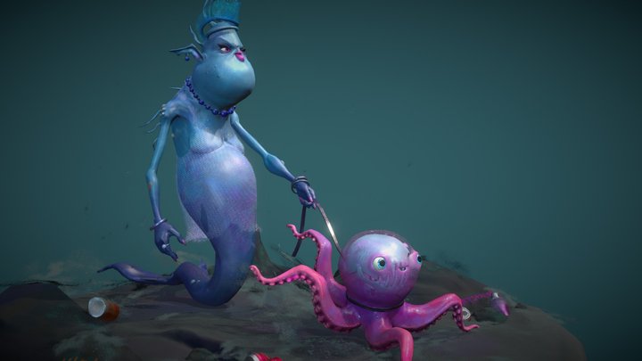 Pearl and Fluffy, Beneath the Waves 3D Model