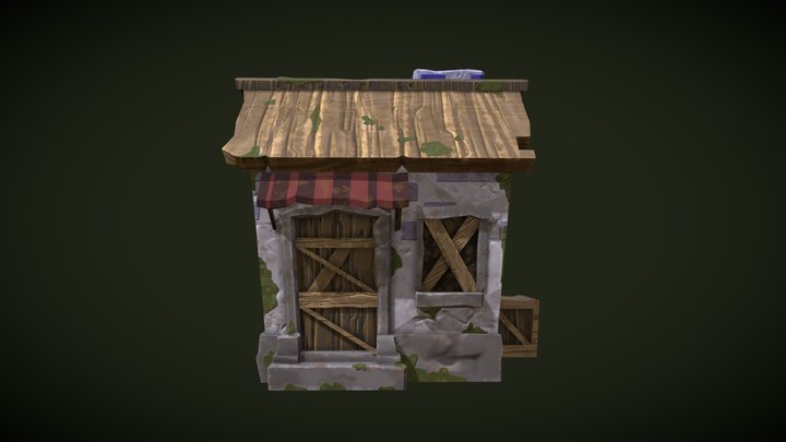 Low Poly Abandoned Storefront 3D Model