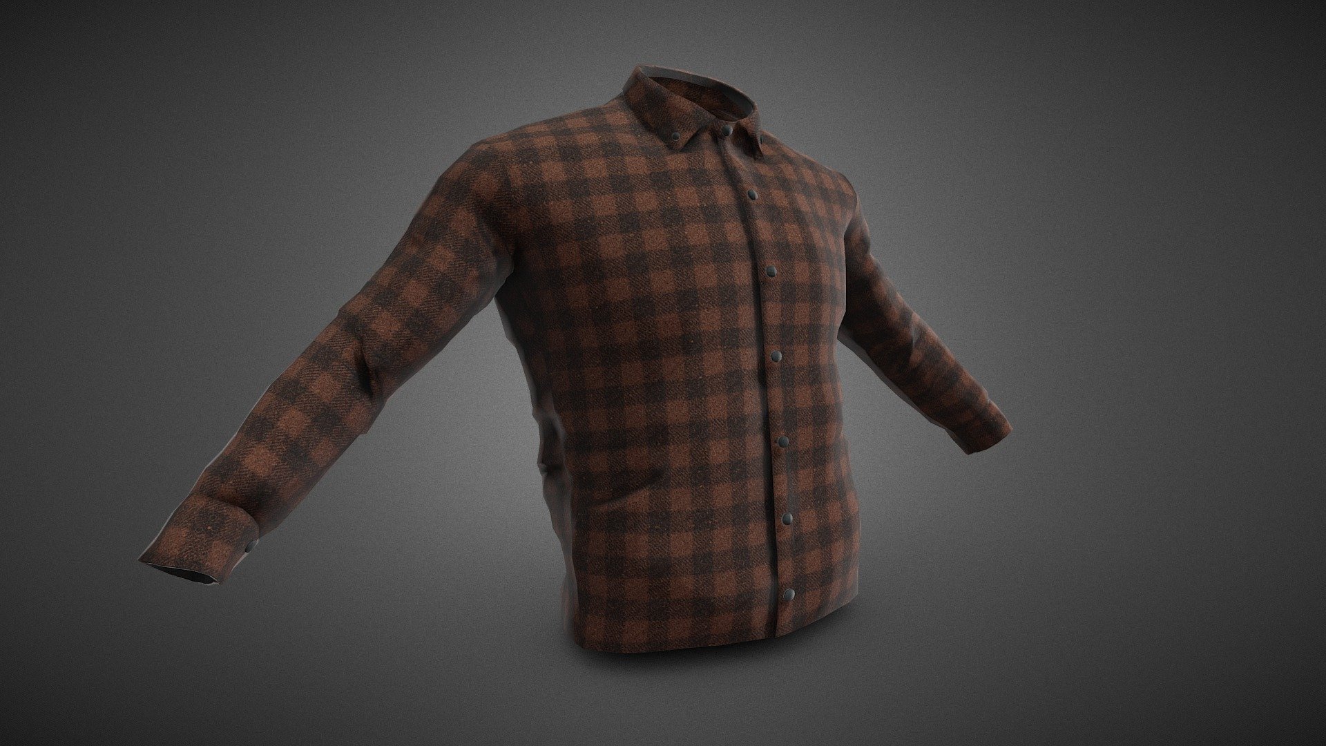 Brown Flannel Button Up Shirt - Buy Royalty Free 3D model by CG StudioX ...