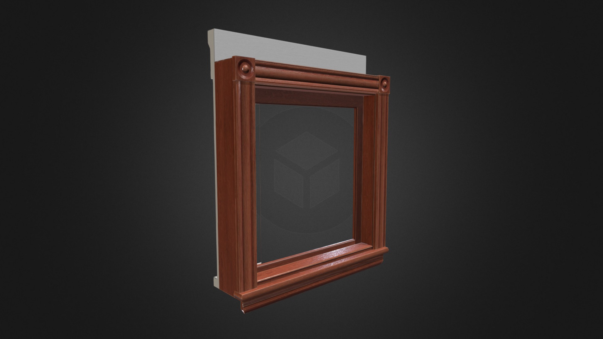 3D model Lowpoly Antique Window (34in 1 Light Single) - This is a 3D model of the Lowpoly Antique Window (34in 1 Light Single). The 3D model is about a wooden frame with a picture of a person in it.
