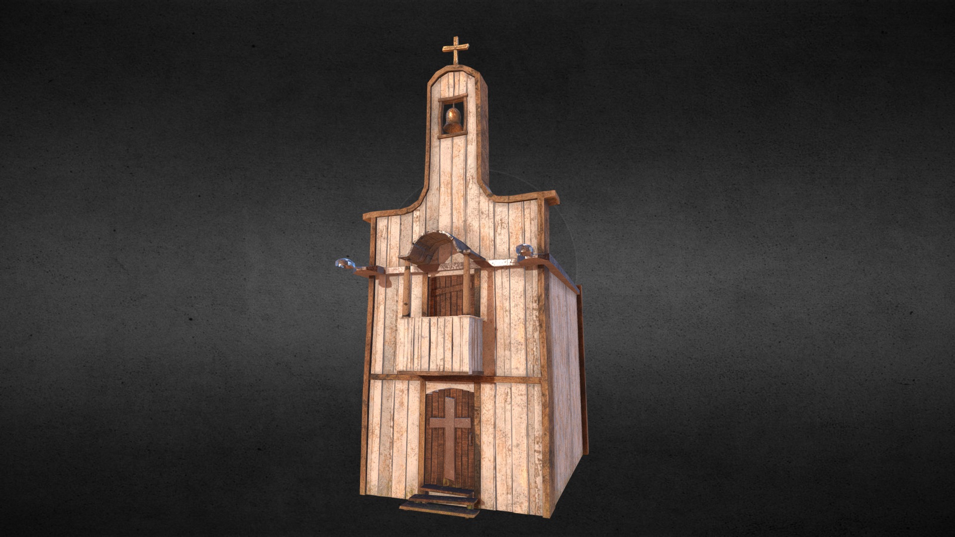 3D model Western Church - This is a 3D model of the Western Church. The 3D model is about a wooden tower with a cross on top.