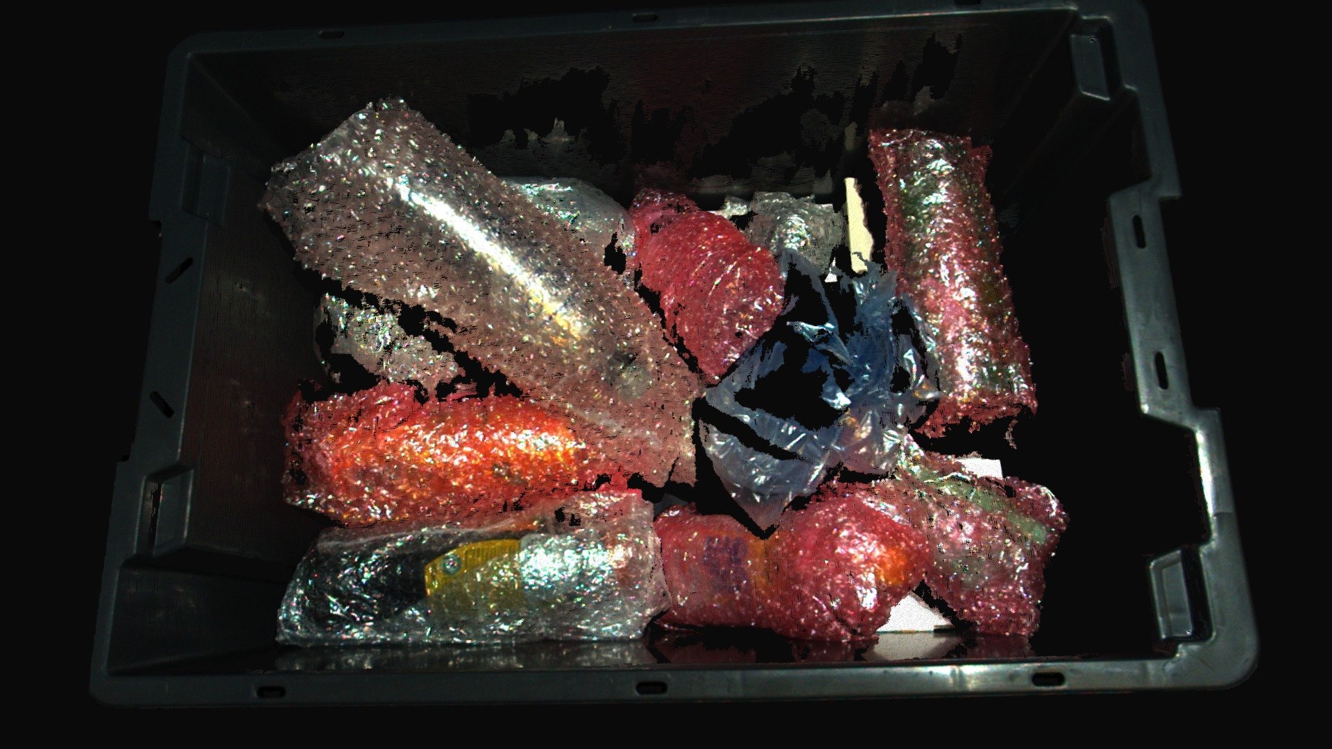 Bubble wrap in plastic bin Download Free 3D model by Zivid [d7671b3