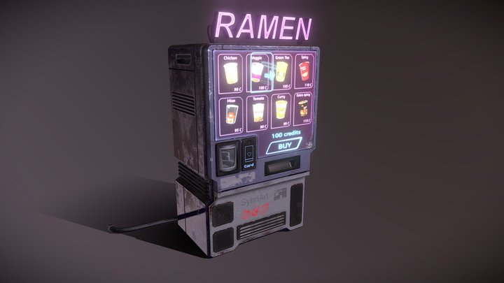 Cyberpunk Ramen Vending Machine 3D Model