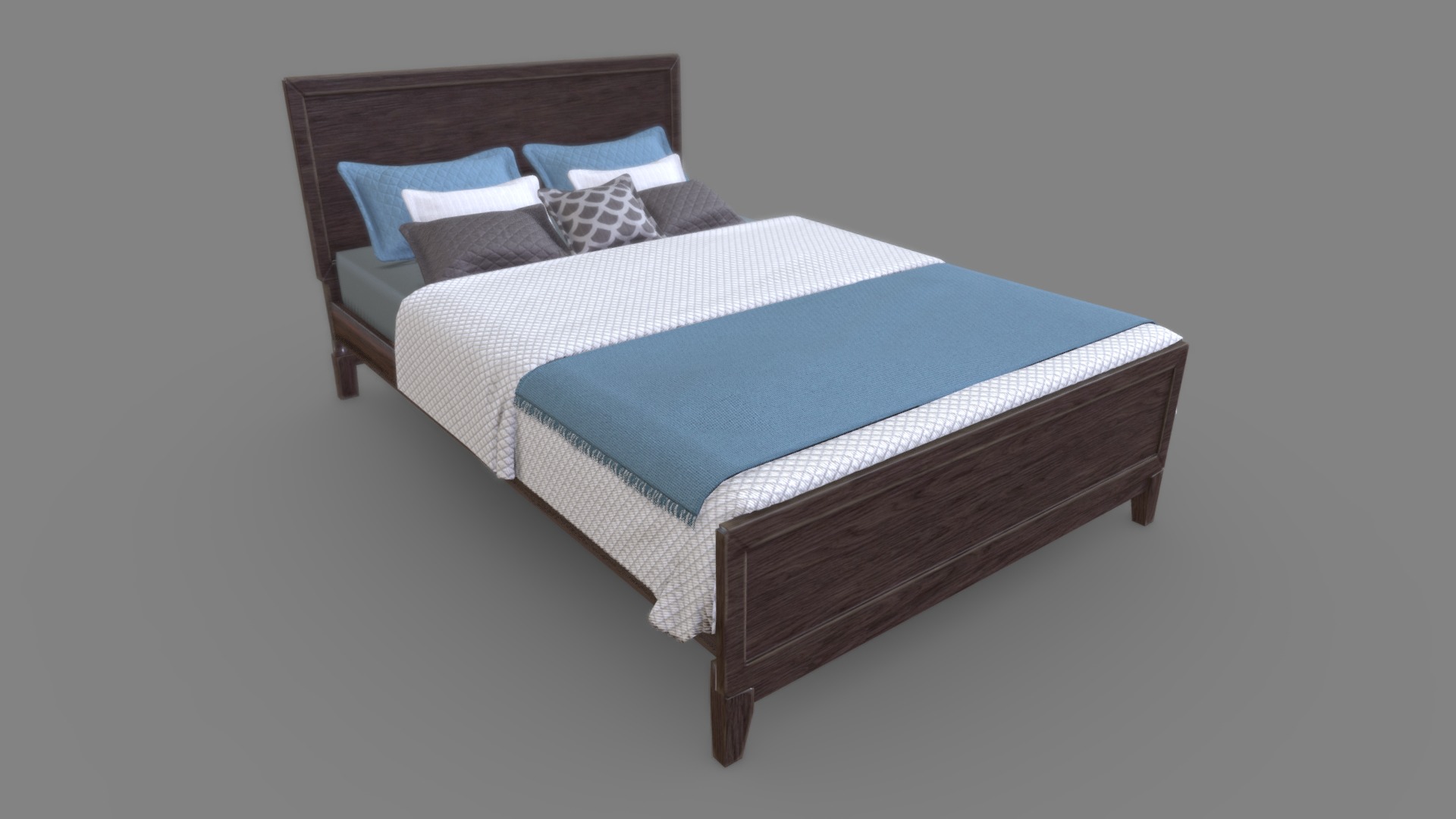 3D model Casual Bed - This is a 3D model of the Casual Bed. The 3D model is about a bed with a blue cover.