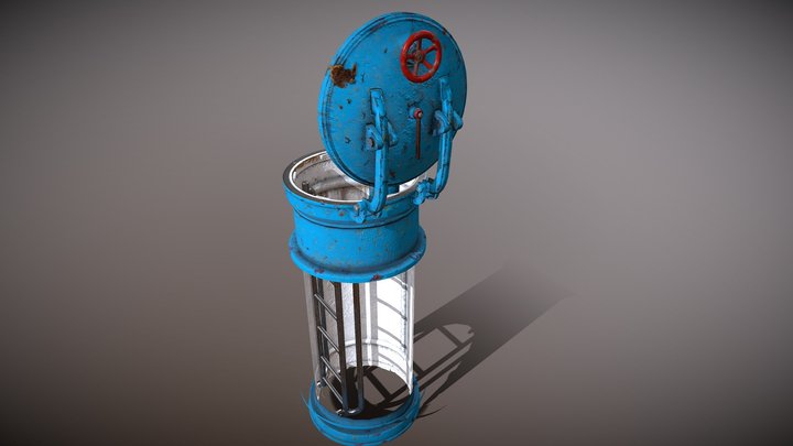 Submarine hatch door with conning tower 3D Model