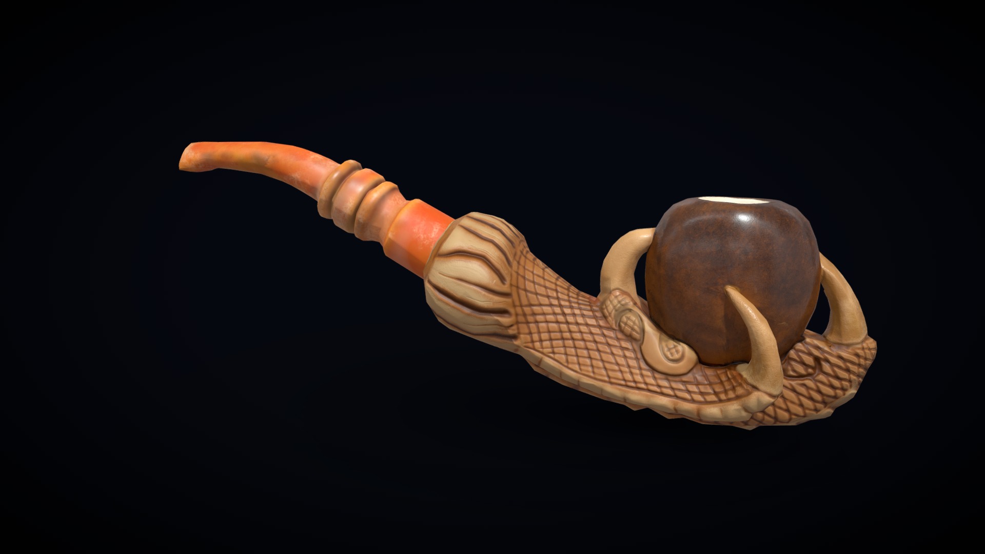 3D model Eagle claw smoking pipe - This is a 3D model of the Eagle claw smoking pipe. The 3D model is about a hand holding a planet.