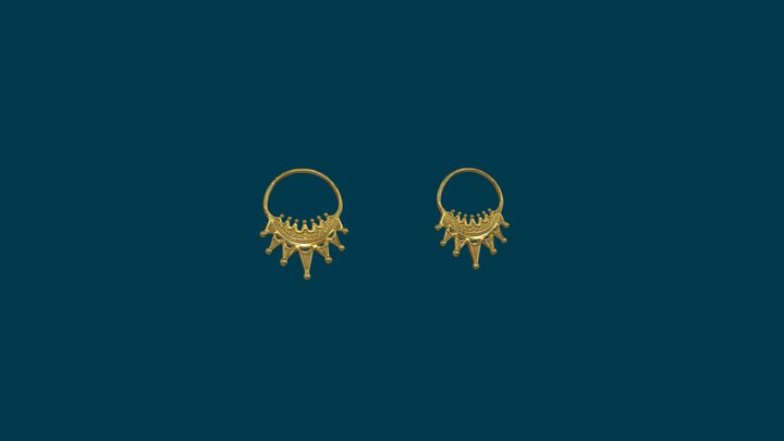 Earrings Slavic viking age 3D Model