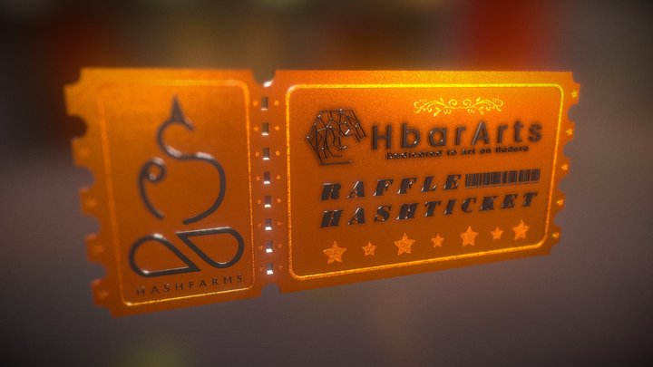 HashFarms & HbarArts - Golden Raffle Ticket 3D Model