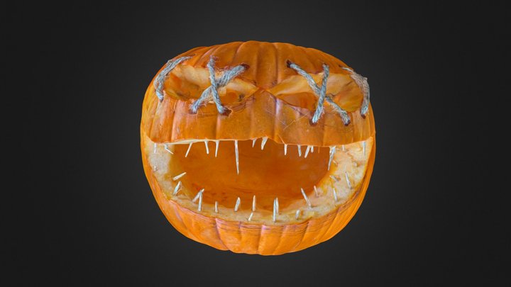 Happy Halloween Carved Pumpkin 3D Model