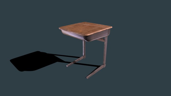 School Desk - lowpoly, gameready (free DL) 3D Model